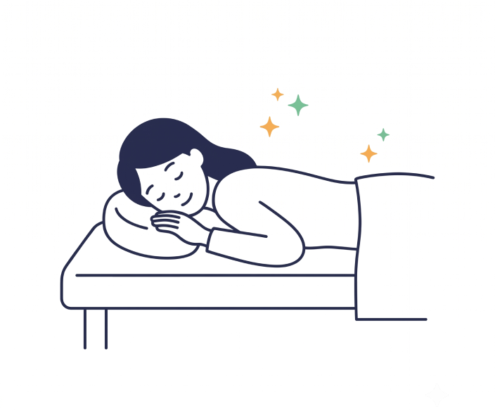 施術ベッドで施術を受けるイラスト